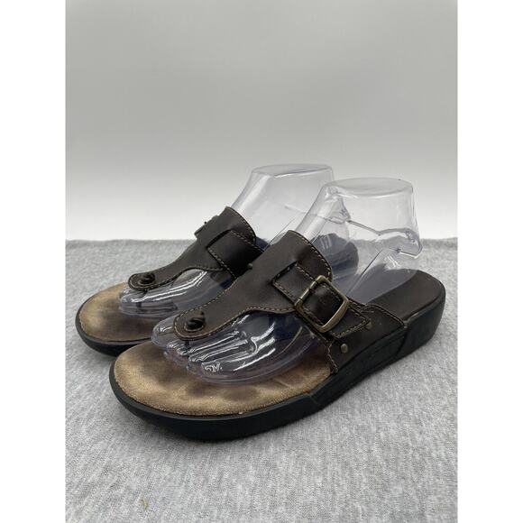 Vintage Faded Glory Chunky Platform Sandals Brown Size 7.5 Women’s Y2K Thong - Picture 1 of 12